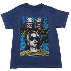 NWOT Kurt Kobain T-Shirt Mens Large Pigment Dye Blue New
